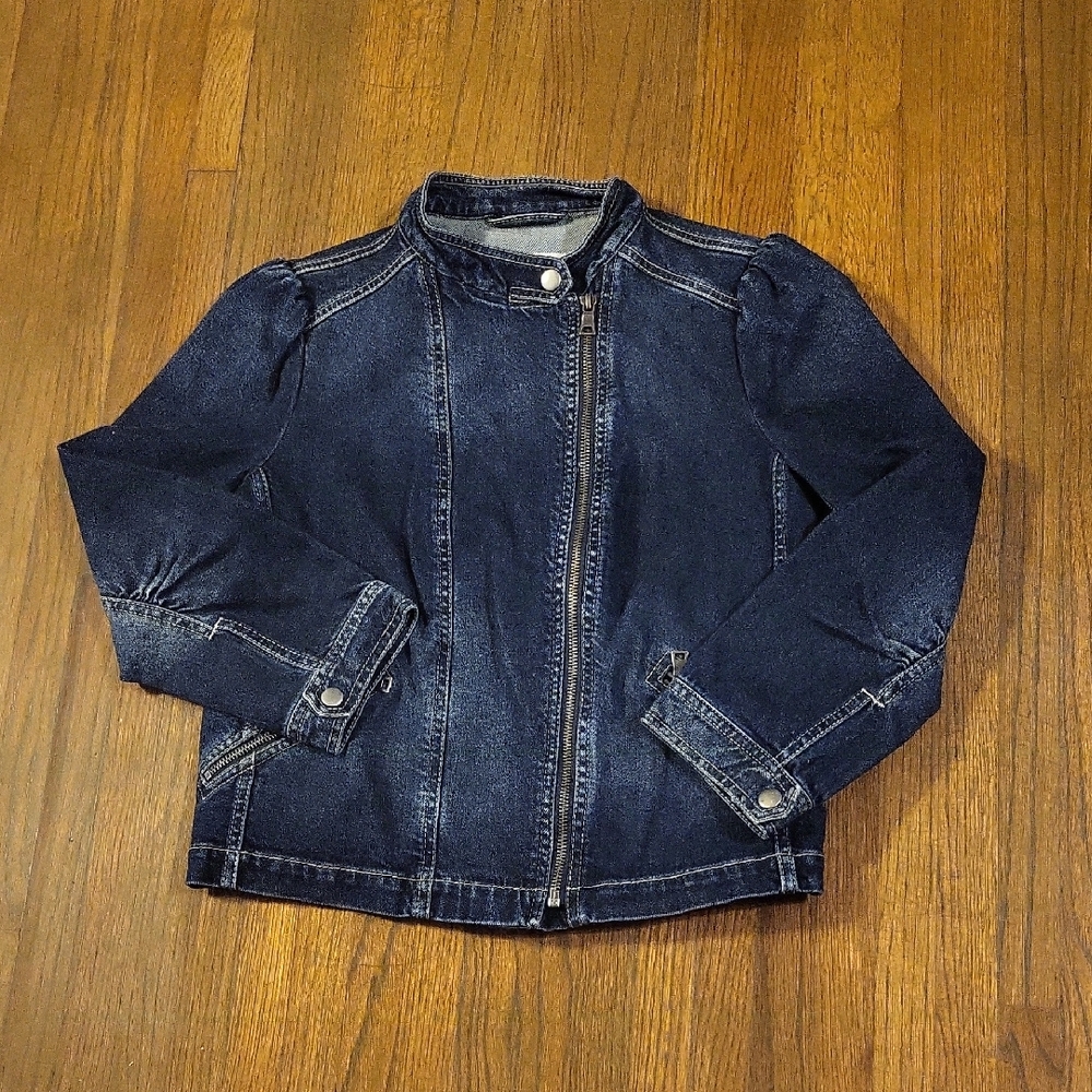 Rebecca Taylor Blue Jean Jacket with Zipper and Casual Style